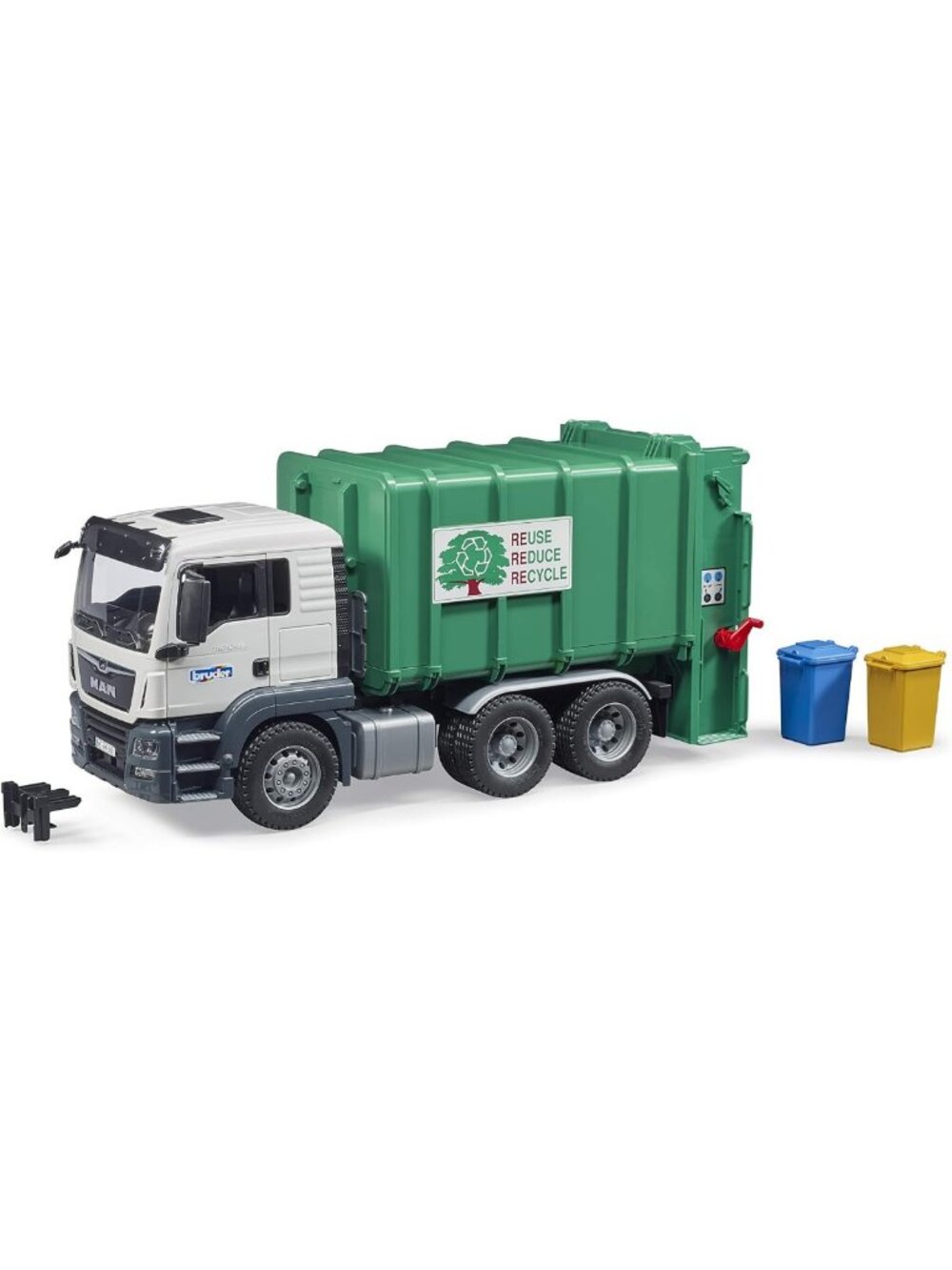1:16 Scale Green Rear Loading Garbage Truck Toy - Realistic Details & Fun Play!